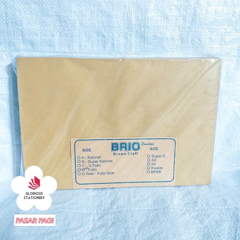 

Amplop Coklat Polos Uk Folio (23.5 x 34.5cm) merk Brio