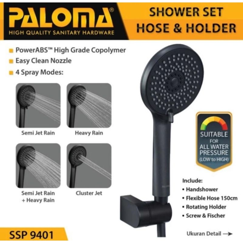 PALOMA HANDSHOWER SHOWER SET SSP 9401 MATTE BLACK