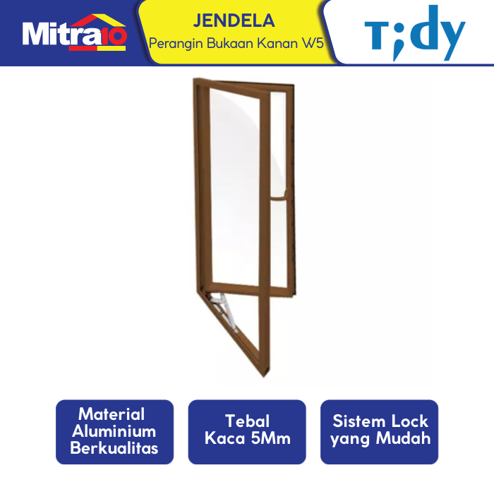 Jendela Bukaan Kanan Aluminium 60x150cm Coklat W5 - Tidy