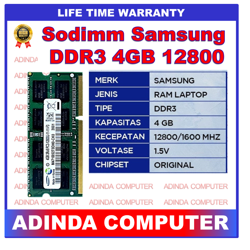 RAM SAMSUNG SODIMM DDR3 4GB PC12800 1.5V RAM LAPTOP SODIMM