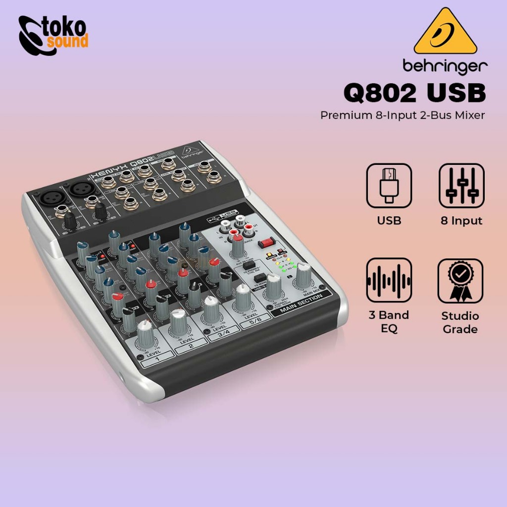 Behringer Xenyx Q802USB Q802 USB - 6 Channel Analog Mixer