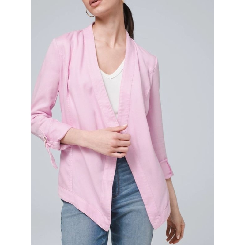 W#BM roll tab lyocell open jacket blazer cardigan