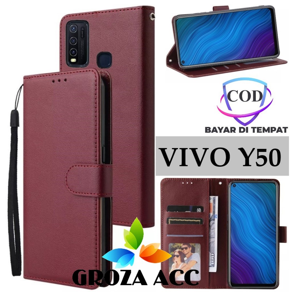 Flip Case VIVO Y50 Case Wallet Kulit Casing Dompet Case Wallet Leather Flip Case VIVO Y50 Casing hp 
