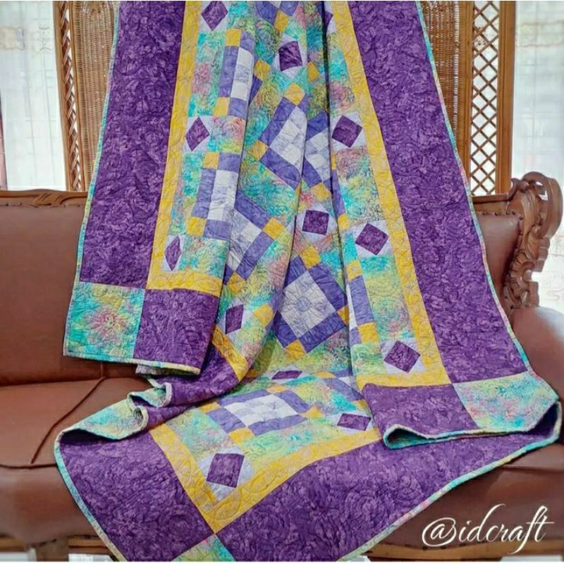 bed cover quilting| bed cover patchwork| bed cover ungu