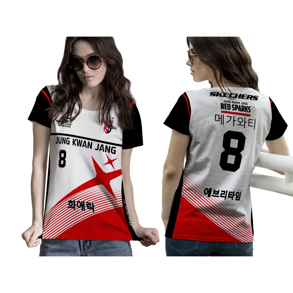 Jersey Retro Olahraga Red Sparks Volly Putih Wanita | Kaos Tshirt DriFit FREE CUSTOM