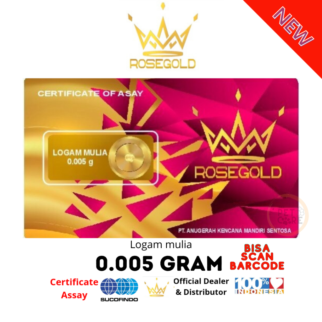 ROSE GOLD 0.005 GRAM LOGAM MULIA EMAS MINI BABY GOLD