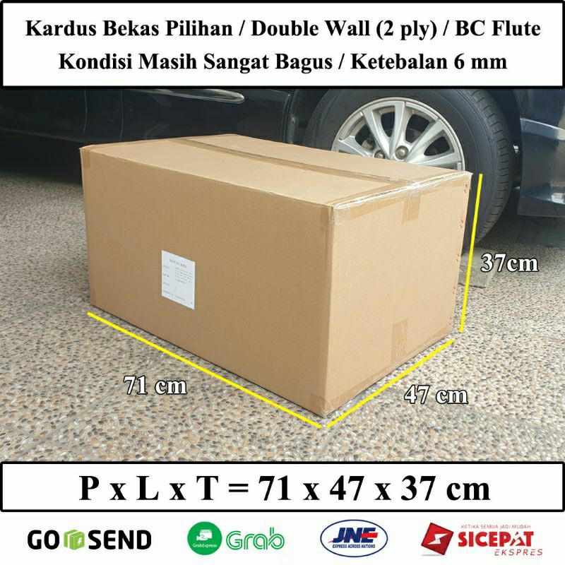 

Kardus Bekas Pilihan / Tebal / Ukuran Besar / Ukuran PxLxT = 71 x 47 x 37 cm / Prasetya Box