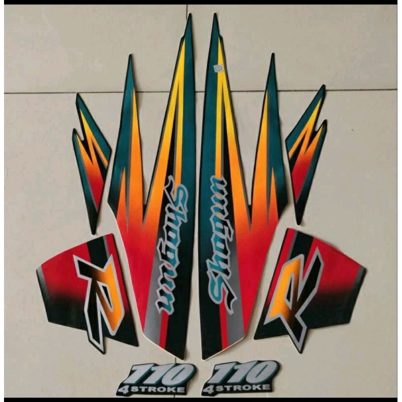 STIKER STRIPING SUZUKI SHOGUN 110 SHOGUN KEBO WARNA HIJAU