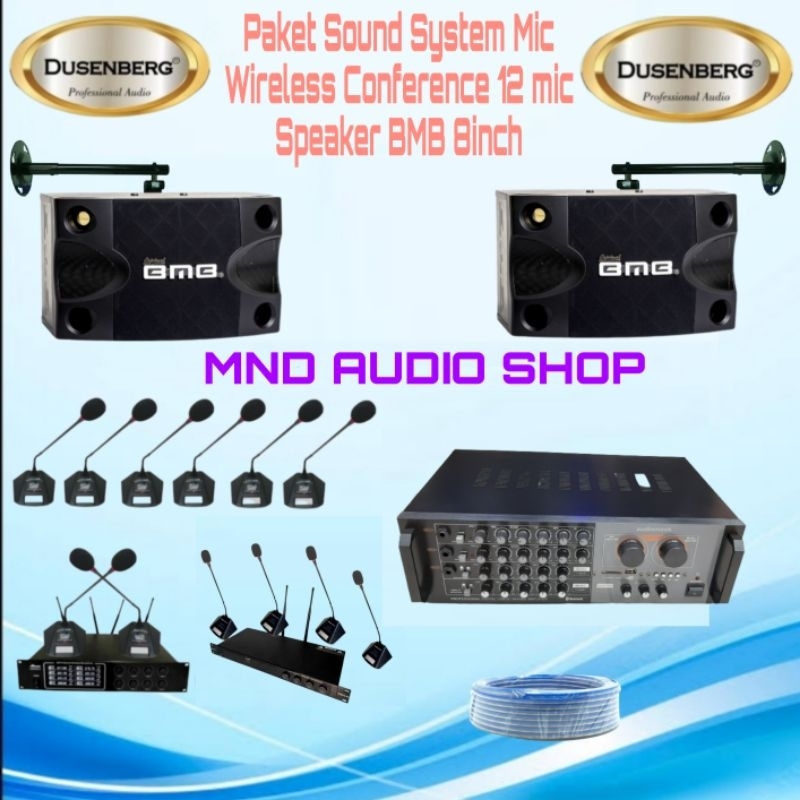 paket mic wireless conference 12 mic speaker BMB 8inch amplifier bluetooh usb