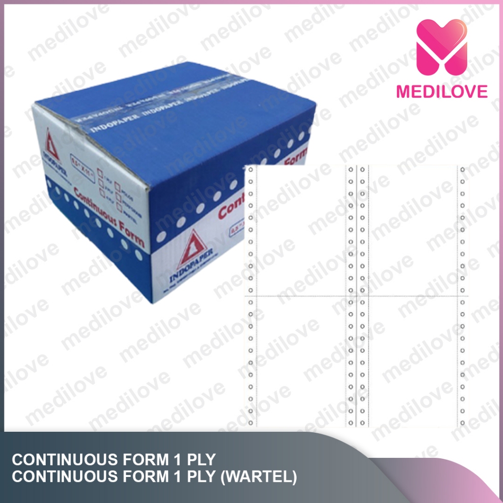 

Kertas Continuous Form 1 ply HVS ukuran 9 1/2x11 FULL/PERFORASI/WARTEL merk indopaper / continuous form 1 ply paperline