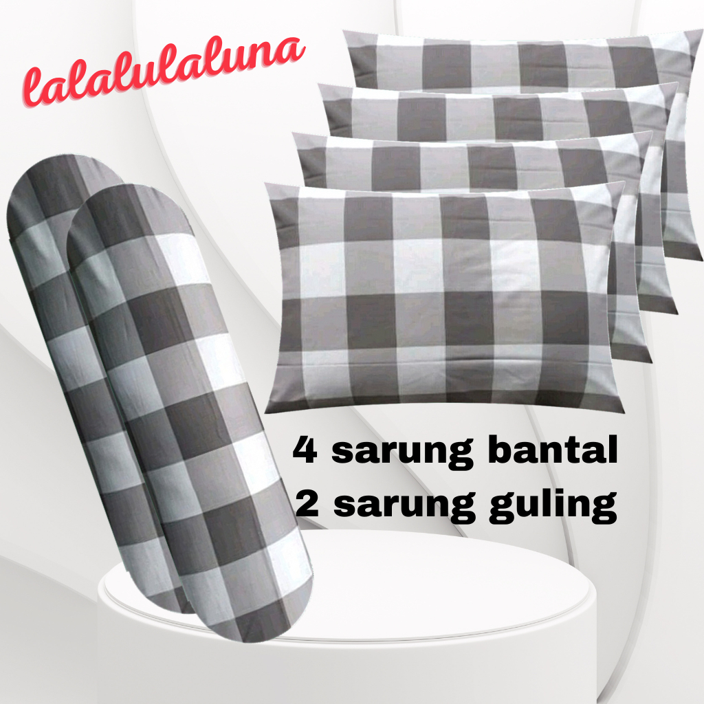 Sarban sargul isi 6pcs 4 sarung bantal dan 2 guling motif marble bahan katun halus