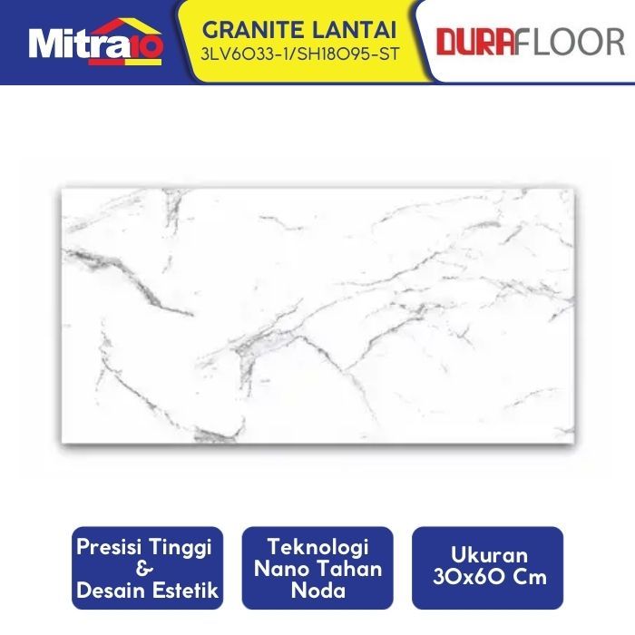 Granit Lantai Durafloor LV6033-1 30x60cm Putih - Keramik Lantai