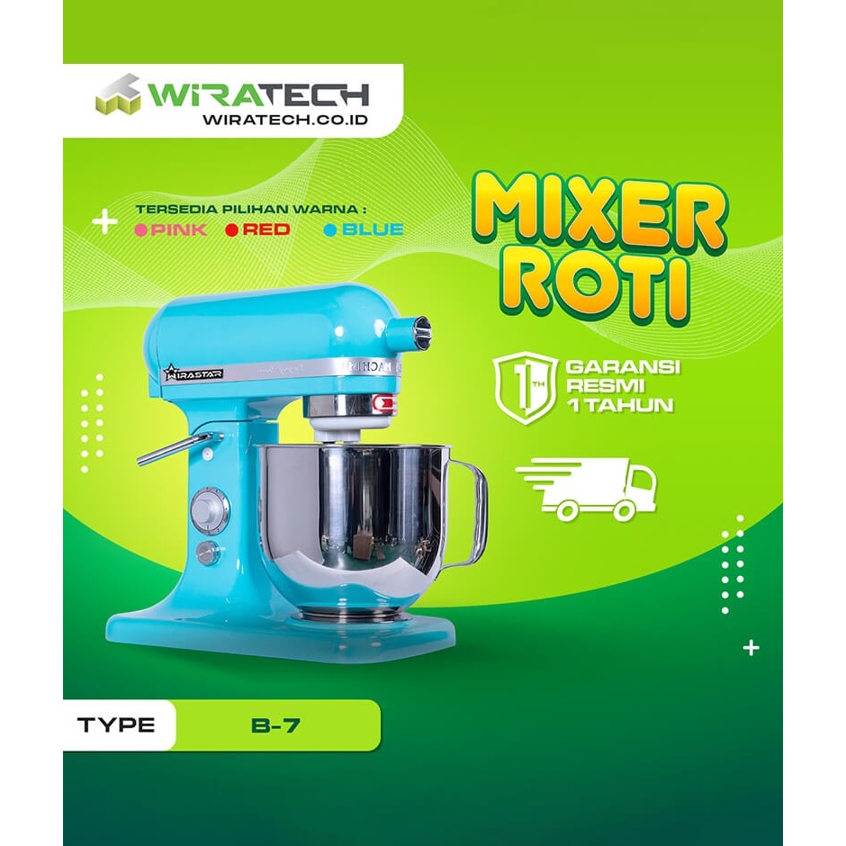Wirastar Planetary Mixer B-7 ( 7 Liter ) / Doughmaker Machine - Biru
