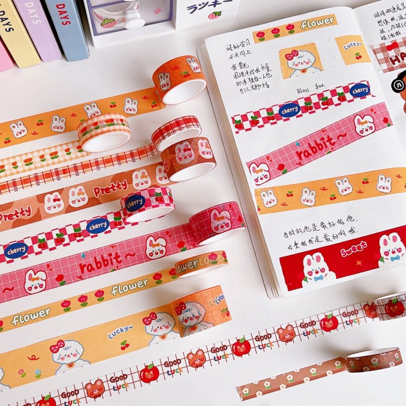 

[ READY STOCK WT-005 ] WASHI TAPE PAPER PLESTER PEREKAT BAHAN KERTAS UNIK WARNA-WARNI MOTIF BERUANG BUNGA PLANET BINTANG BULAN KELINCI BUAH BUNGA KUCING KOTAK-KOTAK AESTHETIC FANCY LUCU KAWAII