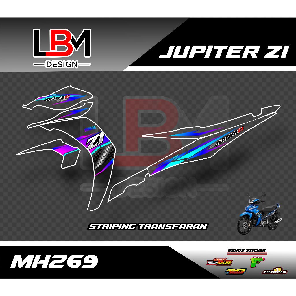 striping transparan jupiter z1 - stiker striping transparan jupiter z1 variasi rainbow