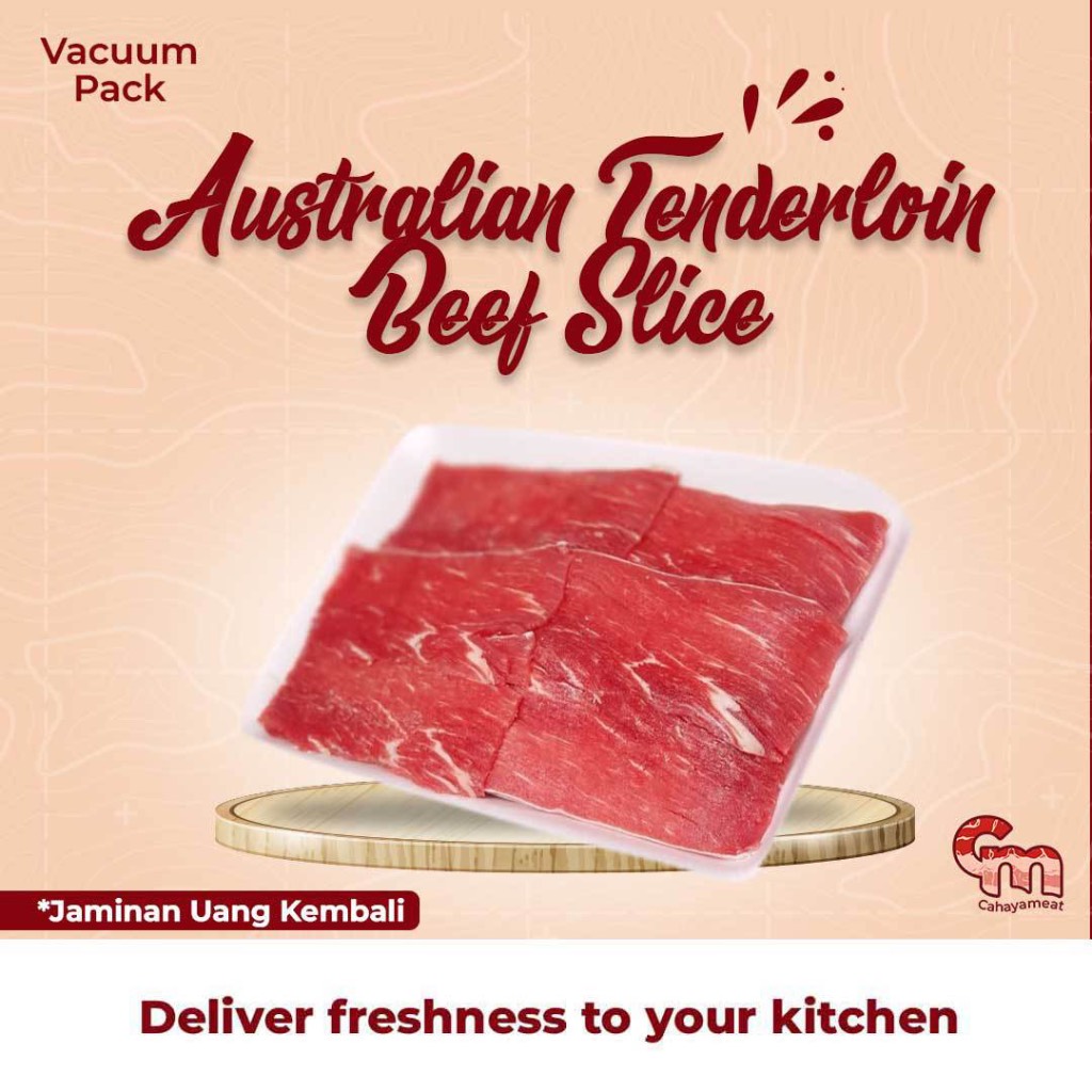 

Australian Tenderloin Beef Slice 250gr Daging Has Dalam Iris Tipis