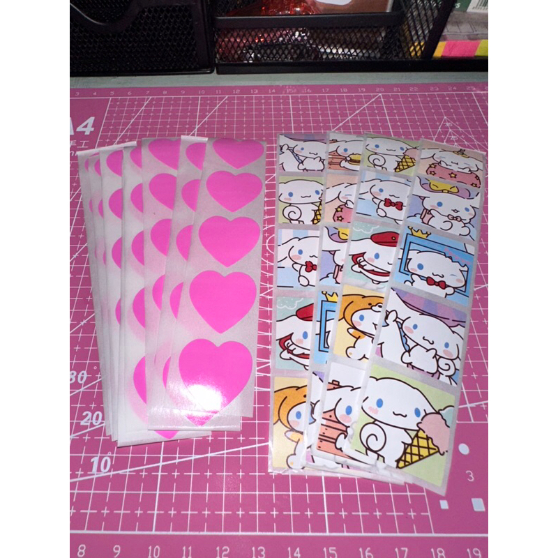 

sticker mini cinnamon aethetic dan mini pink heart , thankyou for your order untuk packing