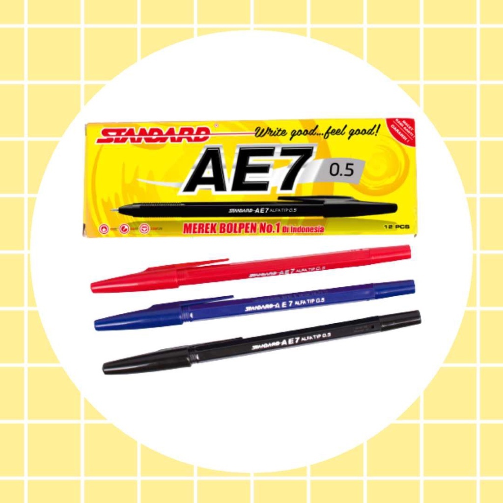 

mdn (1 Pack) Standard Pen - AE7 Alfatip 0.5 Isi 12 pcs (Pulpen, Pena, Ballpoint)