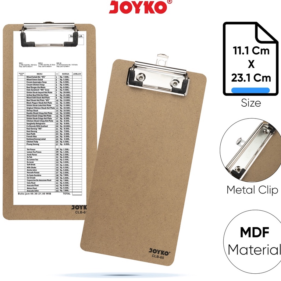 

Promo Clipboard Papan Jalan Alas Ujian Joyko CLB-65