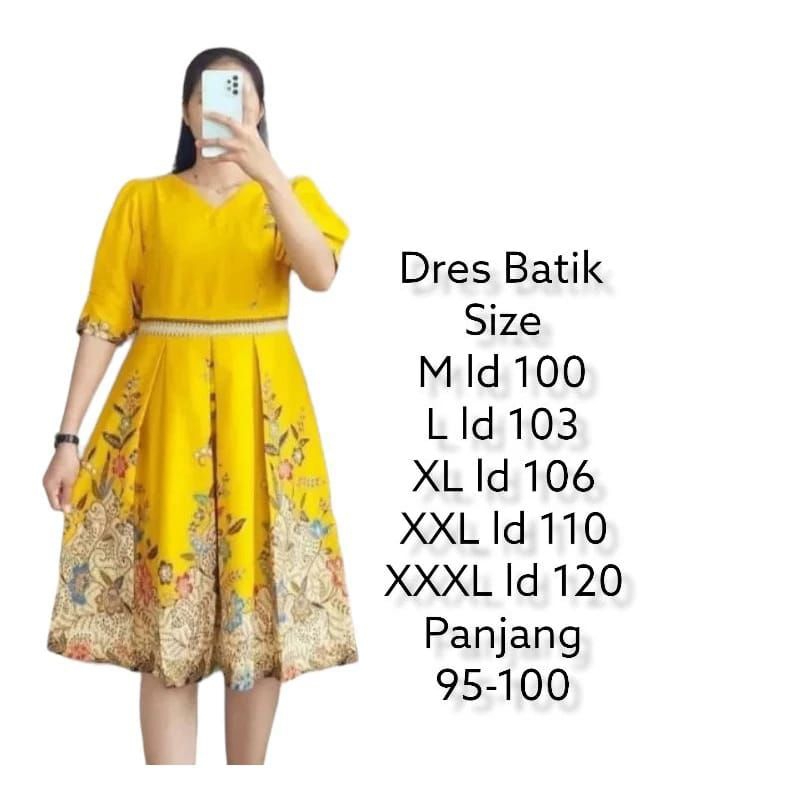 Dress batik wanita kekinian - Dress batik kondangan - Dress batik elegan modern