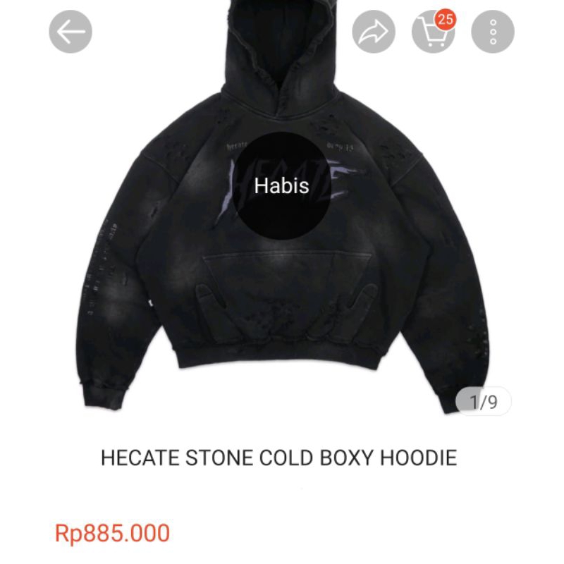 HECATE/HECATES *STONE COLD BOXY HOODIE* (L)