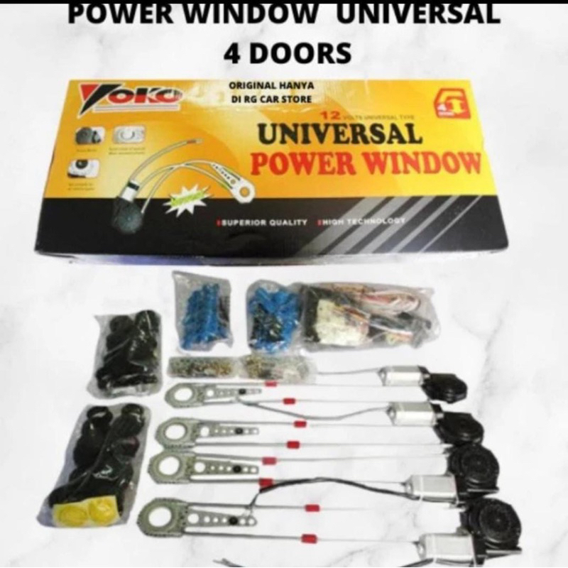 Power Window Mobil Universal YOKO 4 PINTU FULl SET MERK YOKO & Power Window 4Pintu Universal Merk Gi