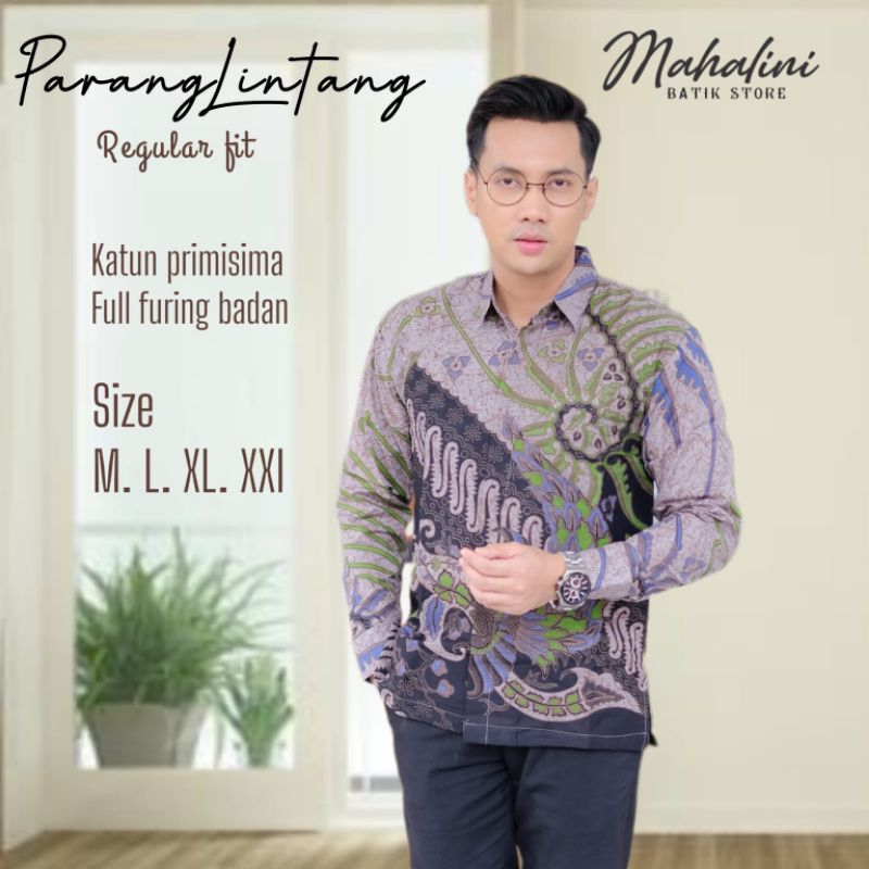 BATIK PARANG LINTANG/ORI MAHALINI/SIZE M L XL XXL/BATIK LENGAN PANJANG/BATIK LENGAN PENDEK/KEMEJA PR