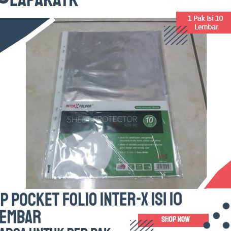 

☊↕⁑ PP Pocket Folio InterX isi 10 Lembar / Sheet Protector F4 Inter X