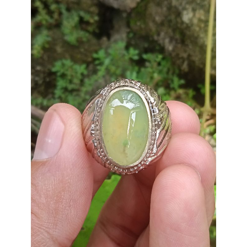 ✅[ ORIGINAL ] Cincin Lumut Sungai Dareh Pucuk Pisang / Pupis - Batu Akik Natural asli Dhamasraya - b