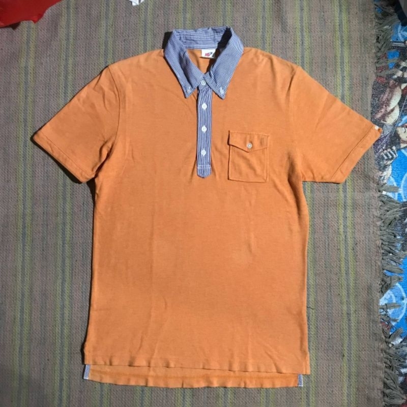 Kaos Polo Rugby Shirt Uniqlo x Michael Bastian Orange Original Second Preloved