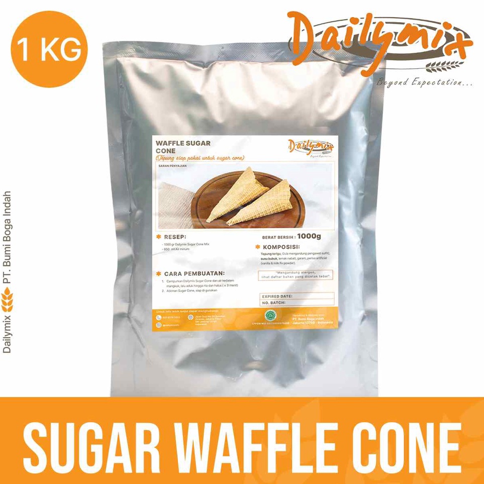 

Terupdate ( Dailymix ) Tepung Premix Sugar Waffle Cone Instant / Waffle Cone Instant / Cone Es Krim / Premix Cone Waffle Ready Stok