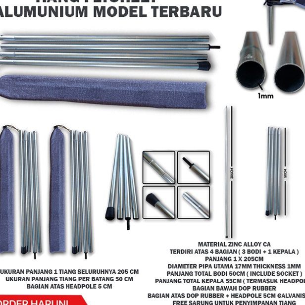 ✷TERLARIS✷ tiang steel galvanis flysheet penyanggah pilar outdoor - Tiang Flysheet Tiang Frame/ Ting