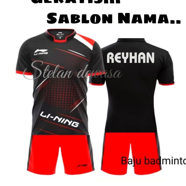 ✵Promo..✵ FREE SABLON NAMA/ Baju stelan badminton voli Bulutangkis,Kaos olahraga Pria dewasa