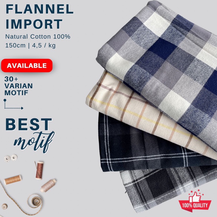 Ready Kain Katun Flanel Kemeja/Kemeja Import ➟➬✢