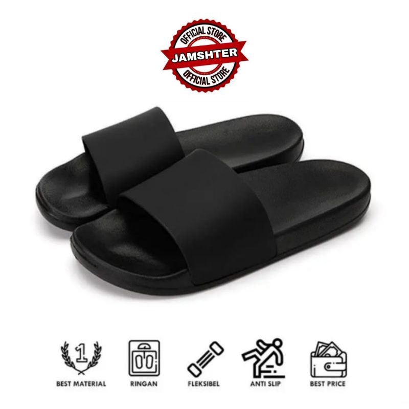 Sandal Selop Pelon Pria/Wanita Hitam Polos || Best Seller