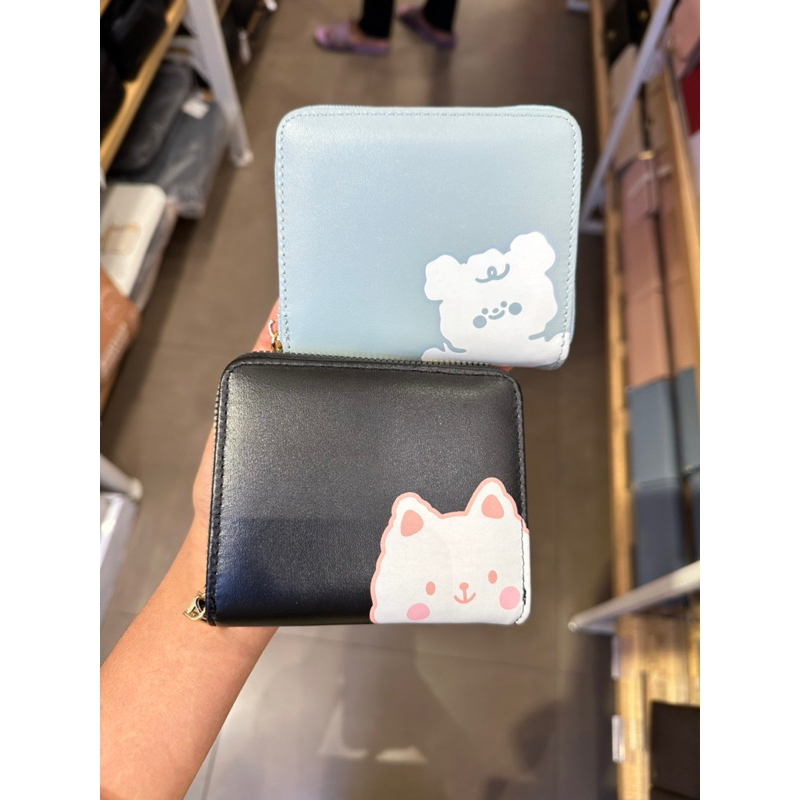 MINISO WOMEN'S WALLET ANIMAL BIG HEAD CUTE BEAR WITH ZIPPER TWO FOLD DOMPET WANITA LIPAT DUA BERUANG