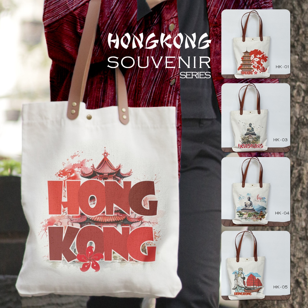 Tote Bag Canvas oleh oleh Hongkong Tas Souvenir Hongkong