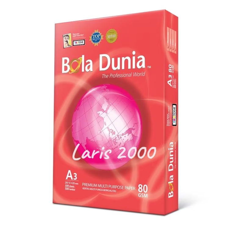 

Kertas HVS A3 70 / A3 80 Bola Dunia (1 rim)
