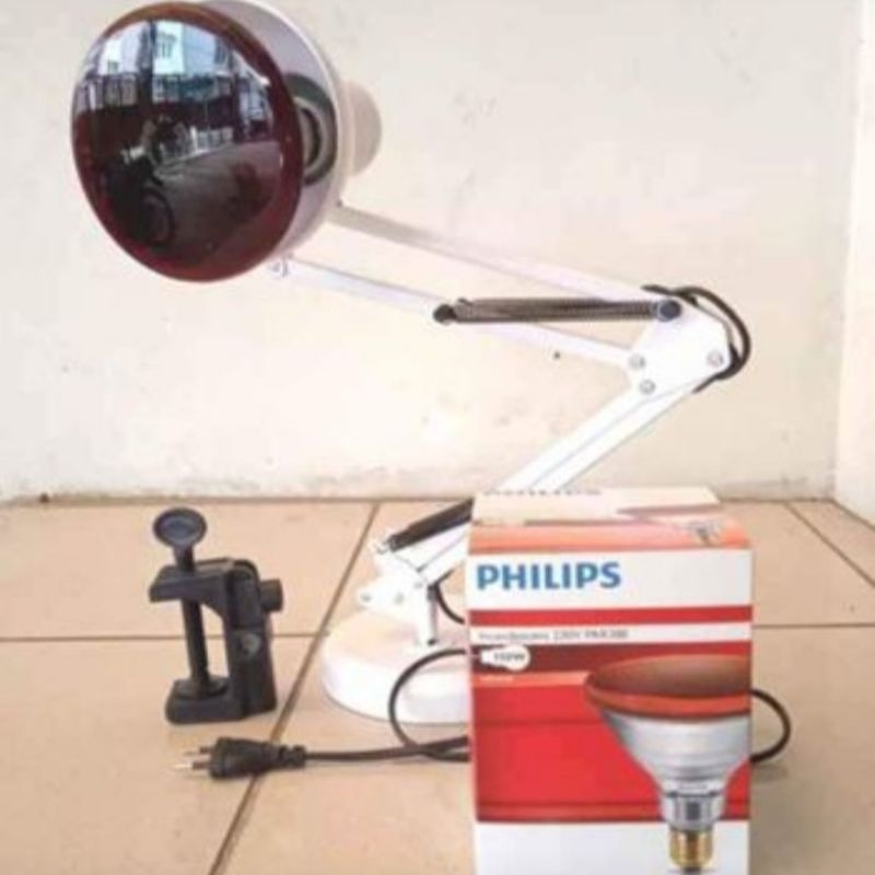 ADA PENGATUR SUHU PHILIPS 150 WATT LAMPU INFRARED FISIOTERAPI TERAPI + STANDING / CAGAK
