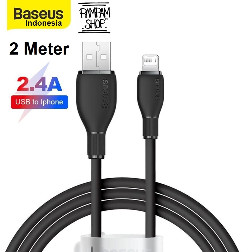Baseus Kabel Data Charger Pudding Series USB A to Lightning 2.4A 2M 2 Meter Fast Charging Iphone 5 5
