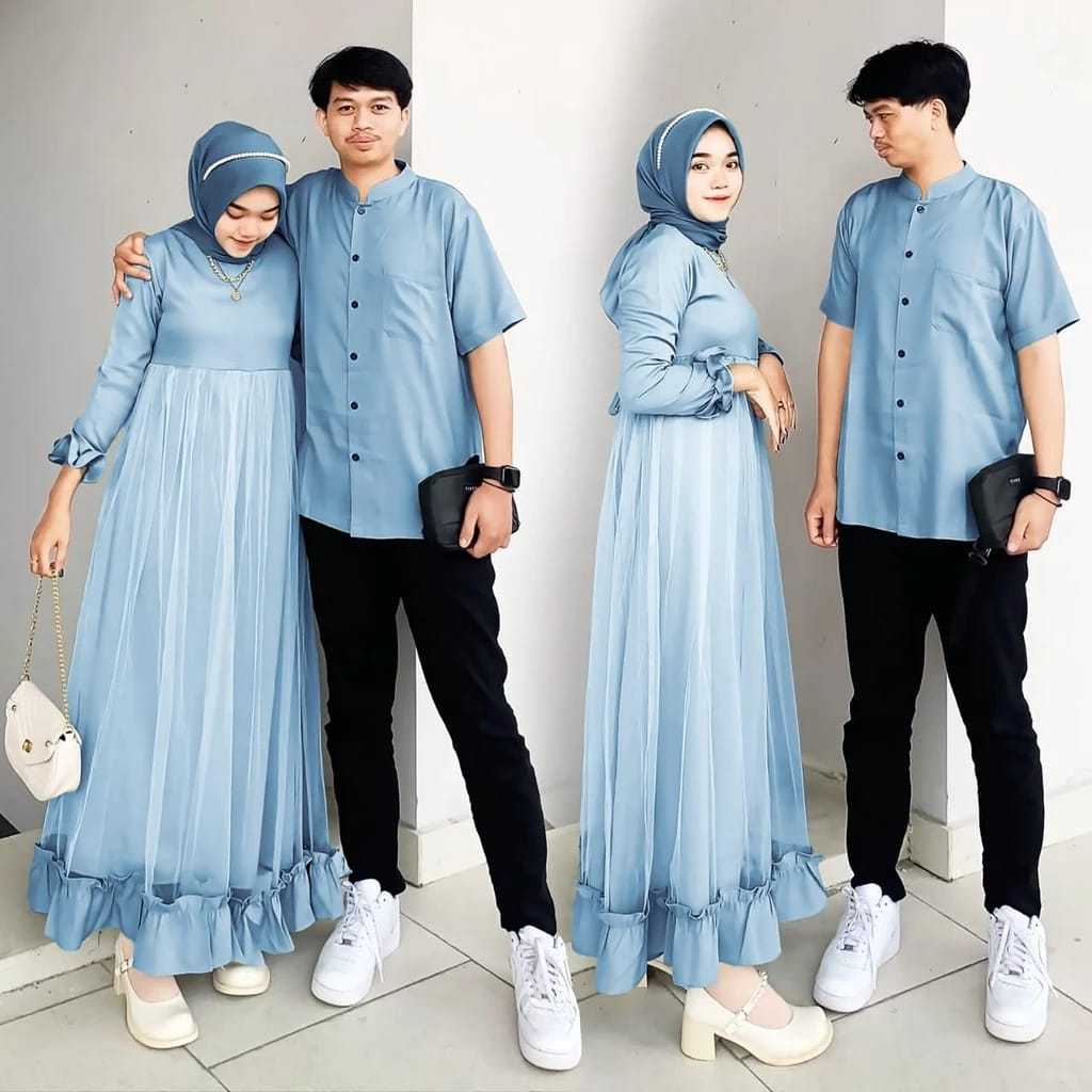 azel couple / gamis couple/ gamis lilac / gamis terbaru / gamis korea / dress kekinian / dress korea