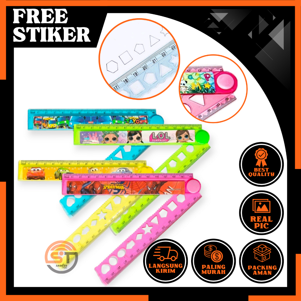 

1PCS Penggaris Lipat Karakter Fancy Lucu Mistar Motif Kartun Plastik Garisan 30cm A092