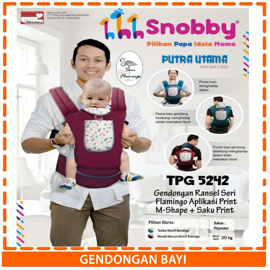 Snobby Gendongan Bayi Ransel Flamingo Series Gendongan MShape Snobby TPG 5242