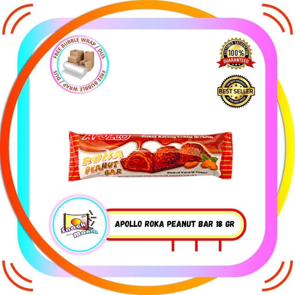 Apollo Roka Peanut Bar Wafer Salut Kacang dan Krim Cokelat 18gr