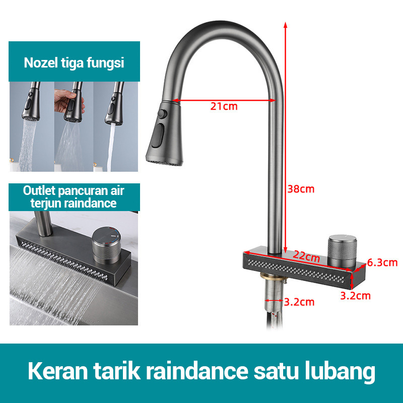 Vbell-Wastafel Dengan Keran yang Bisa Disesuaikan / Stainless Steel Minimalist Style Sink / Modern Kitchen Sink Luxury Black Sink