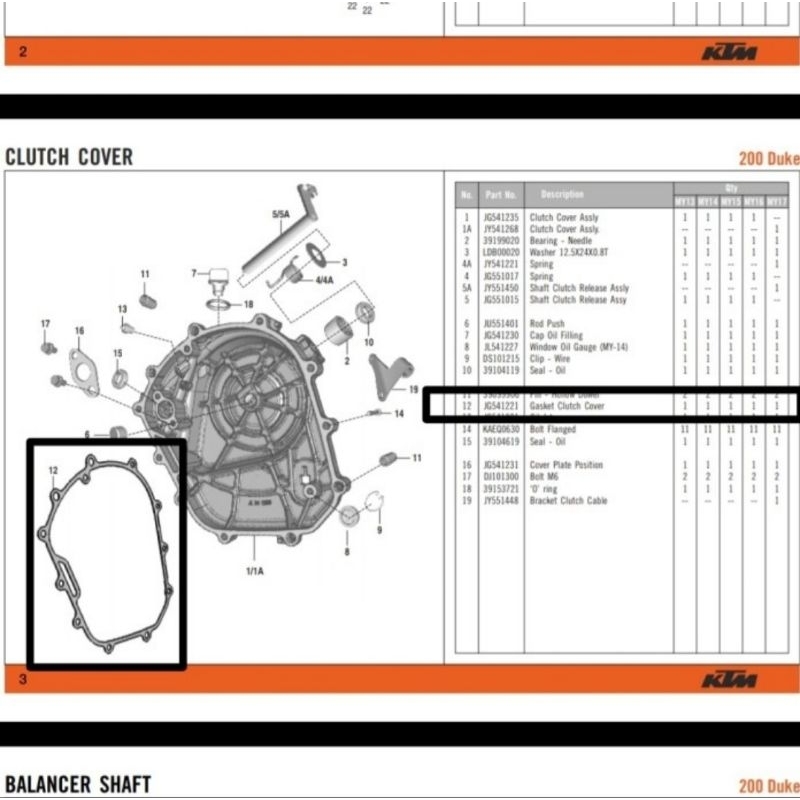 PAKING KOPLING KTM DUKE DAN RC 200 PACKING GASKET CLUTCH COVER KTM 200