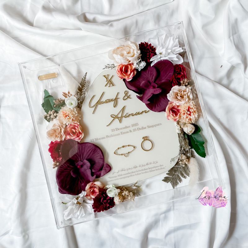 MAHAR AKRILIK UKURAN 30x30 CM/ MAHAR PERNIKAHAN AKRILIK/ MAHAR AKRILIK TETES AIR