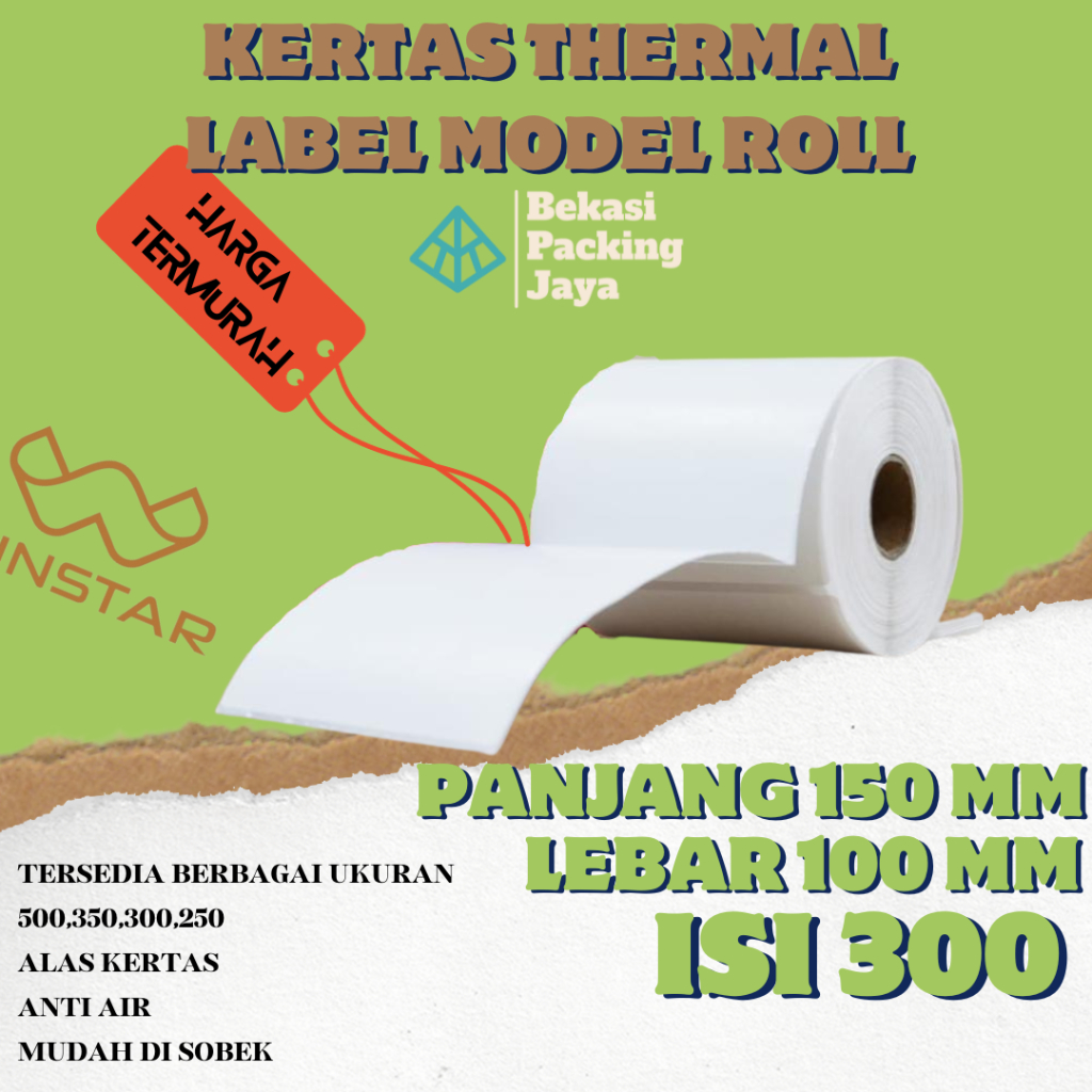 

Kertas Thermal Label Stiker 100x150 mm isi 300 A6