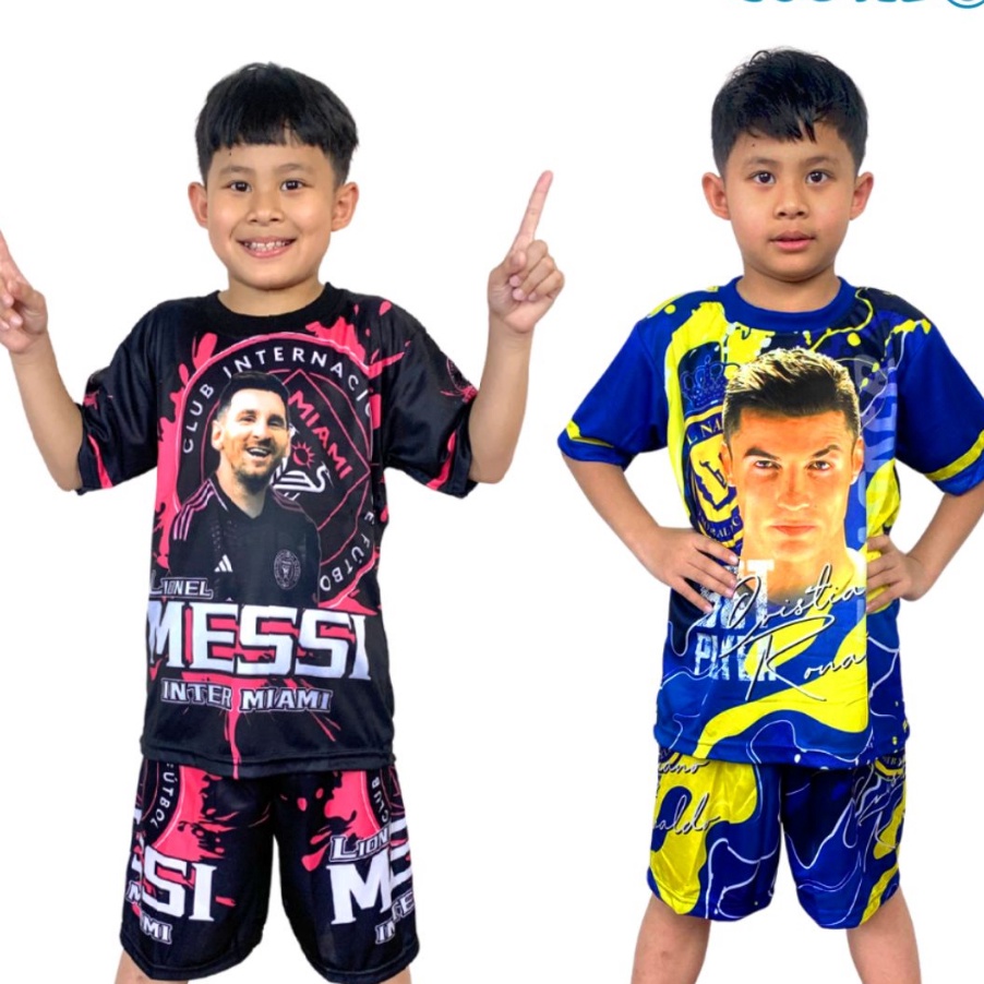 *Promo* Setelan Baju Bola Anak Messi Inter Miami / Jersey Anak Ronaldo Al Nassr Usia 2 -11 tahun