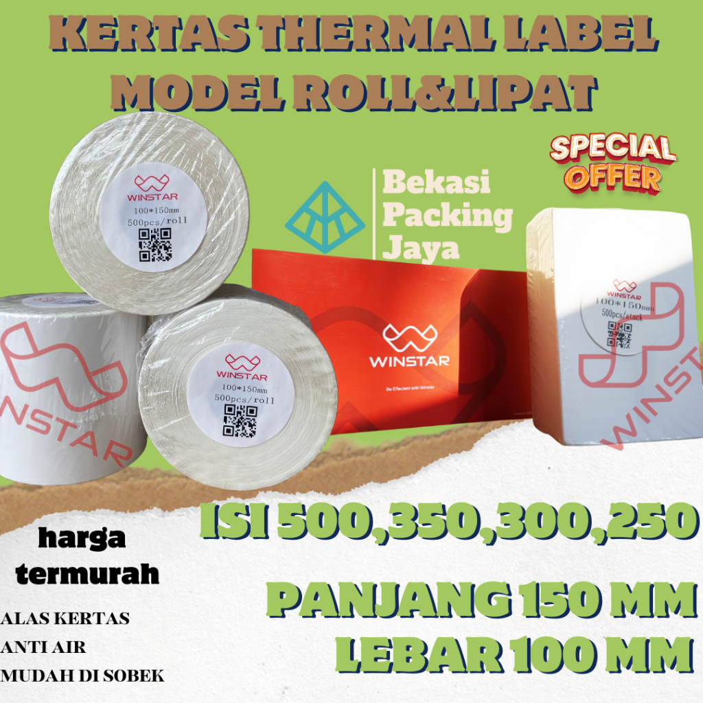 

Kertas Thermal Label Stiker 100x150 mm A6 awb